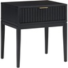 image:imageNathan James Boho Jasper Wood Nightstand with Drawer Fluted Side Table or End Table with Storage Light BrownBlack