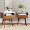image:imageNathan James Boho Jasper Wood Nightstand with Drawer Fluted Side Table or End Table with Storage Light BrownWhiteBrown