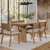 image:imageNathan James Briggs Modern Farmhouse Dining Set for 6 Solid Wood Dining Room Table Set with 6 Upholstered Dining Chairs Light BrownLight Brown