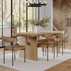 image:imageNathan James Briggs Modern Farmhouse Dining Set for 6 Solid Wood Dining Room Table Set with 6 Upholstered Dining Chairs Light BrownLight BrownFaux Leather