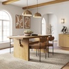 image:imageNathan James Briggs Modern Farmhouse Dining Set for 6 Solid Wood Dining Room Table Set with 6 Upholstered Dining Chairs Light BrownLight BrownFaux Leather