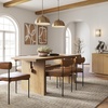 image:imageNathan James Briggs Modern Farmhouse Dining Set for 6 Solid Wood Dining Room Table Set with 6 Upholstered Dining Chairs Light BrownLight BrownFaux Leather