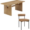 image:imageNathan James Briggs Modern Farmhouse Dining Set for 6 Solid Wood Dining Room Table Set with 6 Upholstered Dining Chairs Light BrownLight BrownFaux Leather