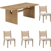 image:imageNathan James Briggs Modern Farmhouse Dining Set for 6 Solid Wood Dining Room Table Set with 6 Upholstered Dining Chairs Light BrownLight BrownSeagrass