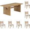 image:imageNathan James Briggs Modern Farmhouse Dining Set for 6 Solid Wood Dining Room Table Set with 6 Upholstered Dining Chairs Light BrownLight BrownSeagrass
