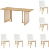image:imageNathan James Briggs Modern Farmhouse Dining Set for 6 Solid Wood Dining Room Table Set with 6 Upholstered Dining Chairs Light BrownLight BrownWhite