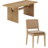 image:imageNathan James Briggs Modern Farmhouse Dining Set for 6 Solid Wood Dining Room Table Set with 6 Upholstered Dining Chairs Light BrownLight BrownWoven Faux Leather
