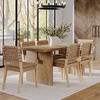 image:imageNathan James Briggs Modern Farmhouse Dining Set for 6 Solid Wood Dining Room Table Set with 6 Upholstered Dining Chairs Light BrownLight BrownWoven Faux Leather