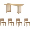 image:imageNathan James Briggs Modern Farmhouse Dining Set for 6 Solid Wood Dining Room Table Set with 6 Upholstered Dining Chairs Light BrownWarm Pine