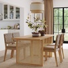 image:imageNathan James Briggs Modern Farmhouse Dining Set for 6 Solid Wood Dining Room Table Set with 6 Upholstered Dining Chairs Light BrownWarm Pine