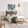 image:imageNathan James Charlie Wall Mount Hanging Upholstered Headboard Queen White Boucle with Brown Faux Leather StrapsBrown Faux Leather