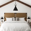 image:imageNathan James Charlie Wall Mount Hanging Upholstered Headboard Queen White Boucle with Brown Faux Leather StrapsBrownBlack