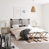 image:imageNathan James Charlie Wall Mount Hanging Upholstered Headboard Queen White Boucle with Brown Faux Leather StrapsGray With Brown Faux Leather Straps