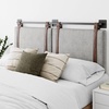 image:imageNathan James Charlie Wall Mount Hanging Upholstered Headboard Queen White Boucle with Brown Faux Leather StrapsGray With Brown Faux Leather Straps