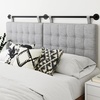 image:imageNathan James Charlie Wall Mount Hanging Upholstered Headboard Queen White Boucle with Brown Faux Leather StrapsGreyBlack