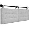 image:imageNathan James Charlie Wall Mount Hanging Upholstered Headboard Queen White Boucle with Brown Faux Leather StrapsGreyBlack