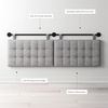 image:imageNathan James Charlie Wall Mount Hanging Upholstered Headboard Queen White Boucle with Brown Faux Leather StrapsGreyBlack