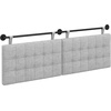 image:imageNathan James Charlie Wall Mount Hanging Upholstered Headboard Queen White Boucle with Brown Faux Leather StrapsGreyBlack