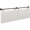 image:imageNathan James Charlie Wall Mount Hanging Upholstered Headboard Queen White Boucle with Brown Faux Leather StrapsWhite Boucle With Brown Faux Leather Straps