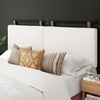 image:imageNathan James Charlie Wall Mount Hanging Upholstered Headboard Queen White Boucle with Brown Faux Leather StrapsWhite Boucle With Brown Faux Leather Straps