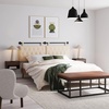 image:imageNathan James Charlie Wall Mount Hanging Upholstered Headboard Queen White Boucle with Brown Faux Leather StrapsWhite CloudBlack