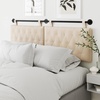 image:imageNathan James Charlie Wall Mount Hanging Upholstered Headboard Queen White Boucle with Brown Faux Leather StrapsWhite CloudBlack