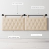 image:imageNathan James Charlie Wall Mount Hanging Upholstered Headboard Queen White Boucle with Brown Faux Leather StrapsWhite CloudBlack