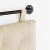 image:imageNathan James Charlie Wall Mount Hanging Upholstered Headboard Queen White Boucle with Brown Faux Leather StrapsWhite CloudBlack