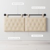 image:imageNathan James Charlie Wall Mount Hanging Upholstered Headboard Queen White Boucle with Brown Faux Leather StrapsWhite CloudBlack