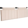 image:imageNathan James Charlie Wall Mount Hanging Upholstered Headboard Queen White Boucle with Brown Faux Leather StrapsWhite CloudMatte Black