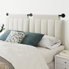 image:imageNathan James Charlie Wall Mount Hanging Upholstered Headboard Queen White Boucle with Brown Faux Leather StrapsWhite CloudMatte Black