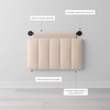image:imageNathan James Charlie Wall Mount Hanging Upholstered Headboard Queen White Boucle with Brown Faux Leather StrapsWhite CloudMatte Black