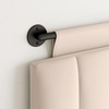 image:imageNathan James Charlie Wall Mount Hanging Upholstered Headboard Queen White Boucle with Brown Faux Leather StrapsWhite CloudMatte Black