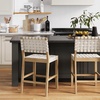 image:imageNathan James Cohen MidCentury Modern Suede Bar Stool Counter Height Chair in Solid Wood Frame with Footrest and Woven Suede Back for Kitchen Natural Brown Set of 4White
