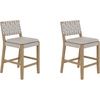image:imageNathan James Cohen MidCentury Modern Suede Bar Stool Counter Height Chair in Solid Wood Frame with Footrest and Woven Suede Back for Kitchen Natural Brown Set of 4Taupe