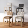 image:imageNathan James Cohen MidCentury Modern Suede Bar Stool Counter Height Chair in Solid Wood Frame with Footrest and Woven Suede Back for Kitchen Natural Brown Set of 4Taupe