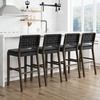 image:imageNathan James Cohen MidCentury Modern Suede Bar Stool Counter Height Chair in Solid Wood Frame with Footrest and Woven Suede Back for Kitchen Natural Brown Set of 4Black