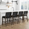 image:imageNathan James Cohen MidCentury Modern Suede Bar Stool Counter Height Chair in Solid Wood Frame with Footrest and Woven Suede Back for Kitchen Natural Brown Set of 4Black