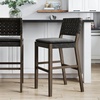 image:imageNathan James Cohen MidCentury Modern Suede Bar Stool Counter Height Chair in Solid Wood Frame with Footrest and Woven Suede Back for Kitchen Natural Brown Set of 4Black