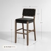 image:imageNathan James Cohen MidCentury Modern Suede Bar Stool Counter Height Chair in Solid Wood Frame with Footrest and Woven Suede Back for Kitchen Natural Brown Set of 4Black