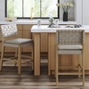 image:imageNathan James Cohen MidCentury Modern Suede Bar Stool Counter Height Chair in Solid Wood Frame with Footrest and Woven Suede Back for Kitchen Natural Brown Set of 4Taupe