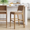 image:imageNathan James Cohen MidCentury Modern Suede Bar Stool Counter Height Chair in Solid Wood Frame with Footrest and Woven Suede Back for Kitchen Natural Brown Set of 4Light Brown