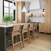 image:imageNathan James Cohen MidCentury Modern Suede Bar Stool Counter Height Chair in Solid Wood Frame with Footrest and Woven Suede Back for Kitchen Natural Brown Set of 4Light Brown