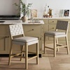 image:imageNathan James Cohen MidCentury Modern Suede Bar Stool Counter Height Chair in Solid Wood Frame with Footrest and Woven Suede Back for Kitchen Natural Brown Set of 4Taupe