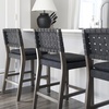 image:imageNathan James Cohen MidCentury Modern Suede Bar Stool Counter Height Chair in Solid Wood Frame with Footrest and Woven Suede Back for Kitchen Natural Brown Set of 4Black