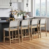 image:imageNathan James Cohen MidCentury Modern Suede Bar Stool Counter Height Chair in Solid Wood Frame with Footrest and Woven Suede Back for Kitchen Natural Brown Set of 4White