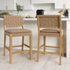 image:imageNathan James Cohen MidCentury Modern Suede Bar Stool Counter Height Chair in Solid Wood Frame with Footrest and Woven Suede Back for Kitchen Natural Brown Set of 4Light Brown