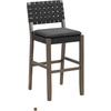 image:imageNathan James Cohen MidCentury Modern Suede Bar Stool Counter Height Chair in Solid Wood Frame with Footrest and Woven Suede Back for Kitchen Natural Brown Set of 4Black