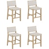 image:imageNathan James Cohen MidCentury Modern Suede Bar Stool Counter Height Chair in Solid Wood Frame with Footrest and Woven Suede Back for Kitchen Natural Brown Set of 4White