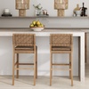 image:imageNathan James Cohen MidCentury Modern Suede Bar Stool Counter Height Chair in Solid Wood Frame with Footrest and Woven Suede Back for Kitchen Natural Brown Set of 4Light Brown